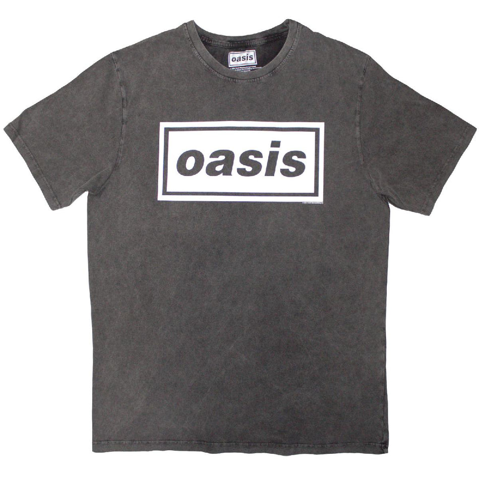 Oasis Unisex Stone Wash T-Shirt: Decca Logo (Charcoal Grey)