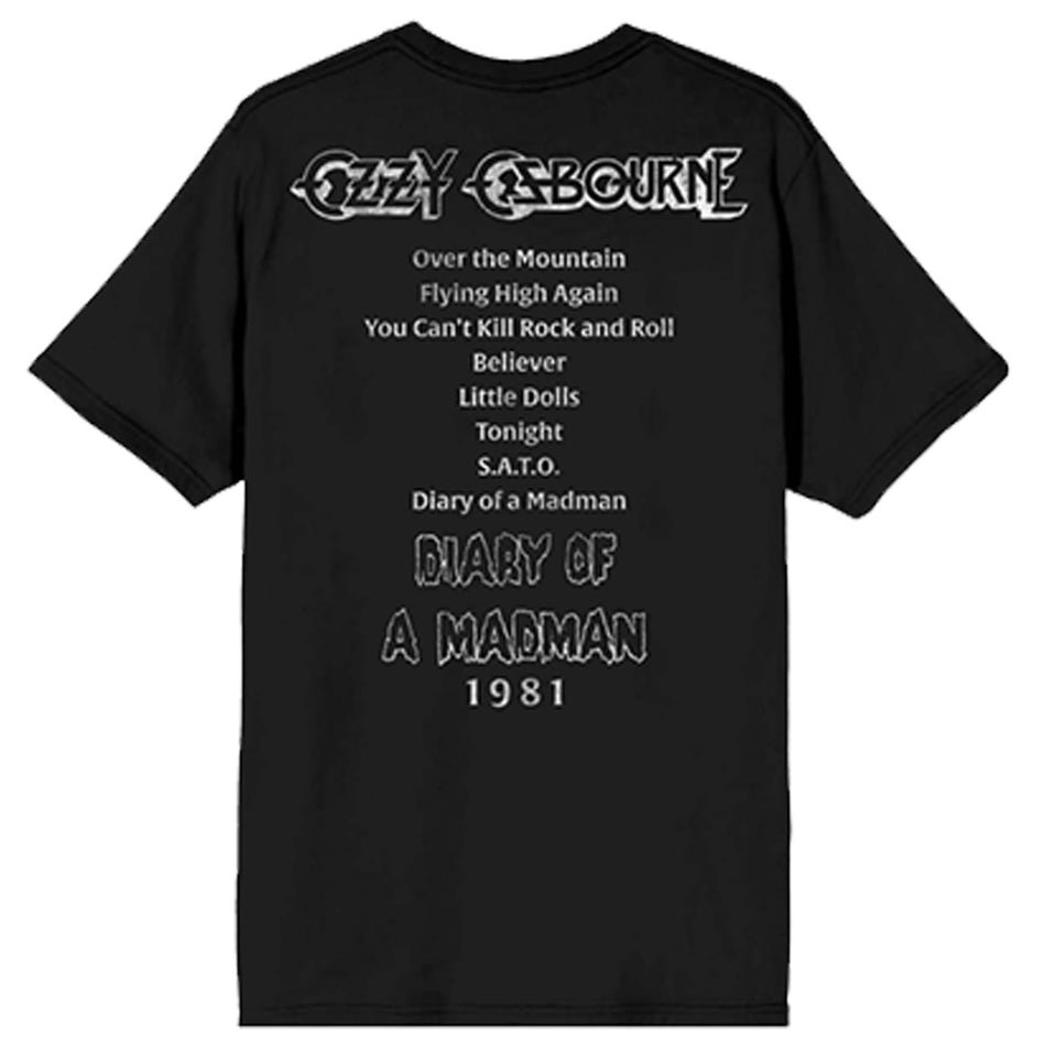 Ozzy Osbourne Unisex T-Shirt: Diary Of A Madman Tribute (Black) (Back Print)
