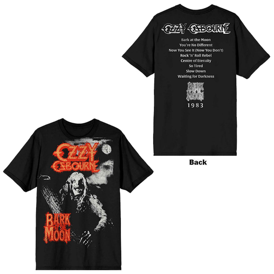 Ozzy Osbourne Unisex T-Shirt: Bark At The Moon Tribute (Black) (Back Print)
