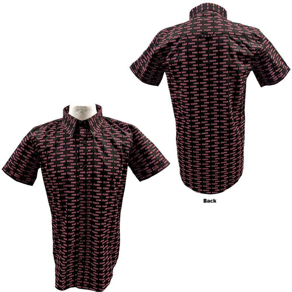 Pink Floyd Unisex Casual Shirt: Courier Pattern (Black) (All Over Print) (LOS)