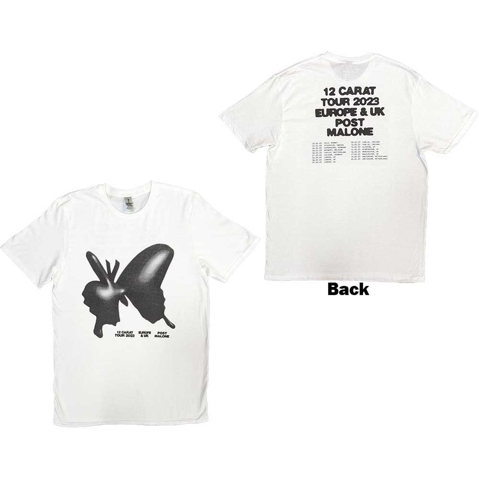 Post Malone Unisex T-Shirt: Inflatable Butterfly 2023 Tour (White) (Back Print & Ex-Tour)