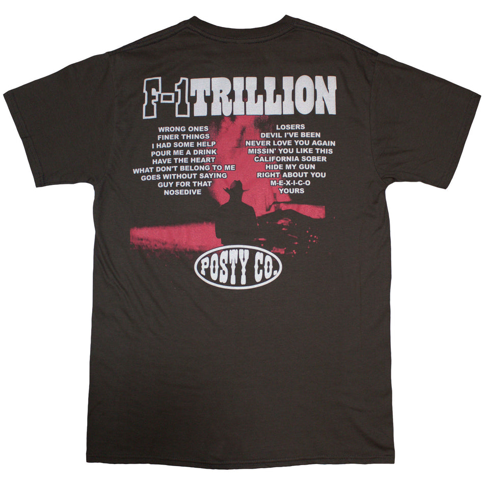 Post Malone Unisex T-Shirt: F-1 Trillion (Charcoal Grey) (Back Print)