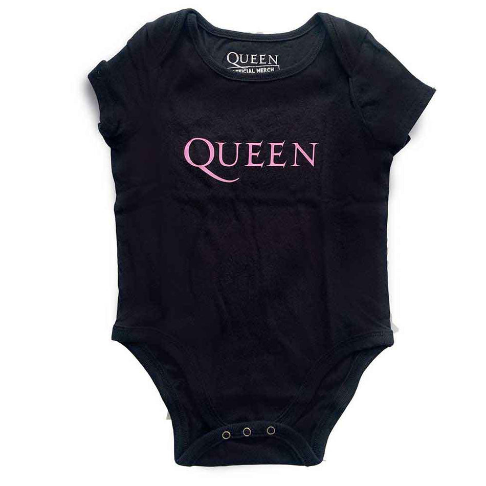 Queen Kids Baby Grow: Pink Logo (Black)