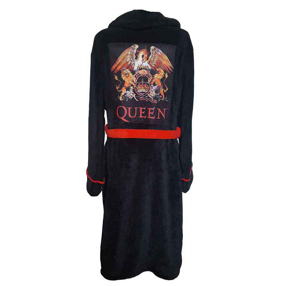 Queen Unisex Bathrobe: Classic Crest (Black) (Back Print)