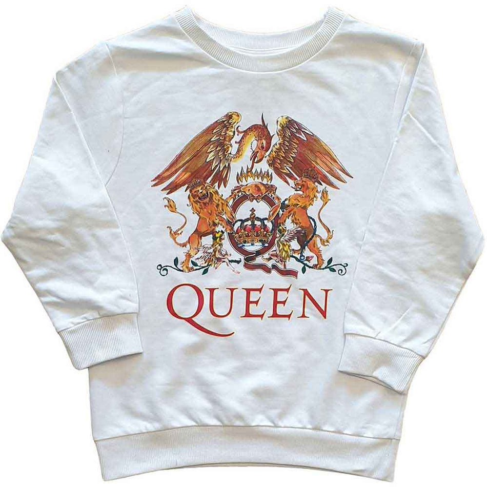 Queen Kids Sweatshirt: Classic Crest (White)