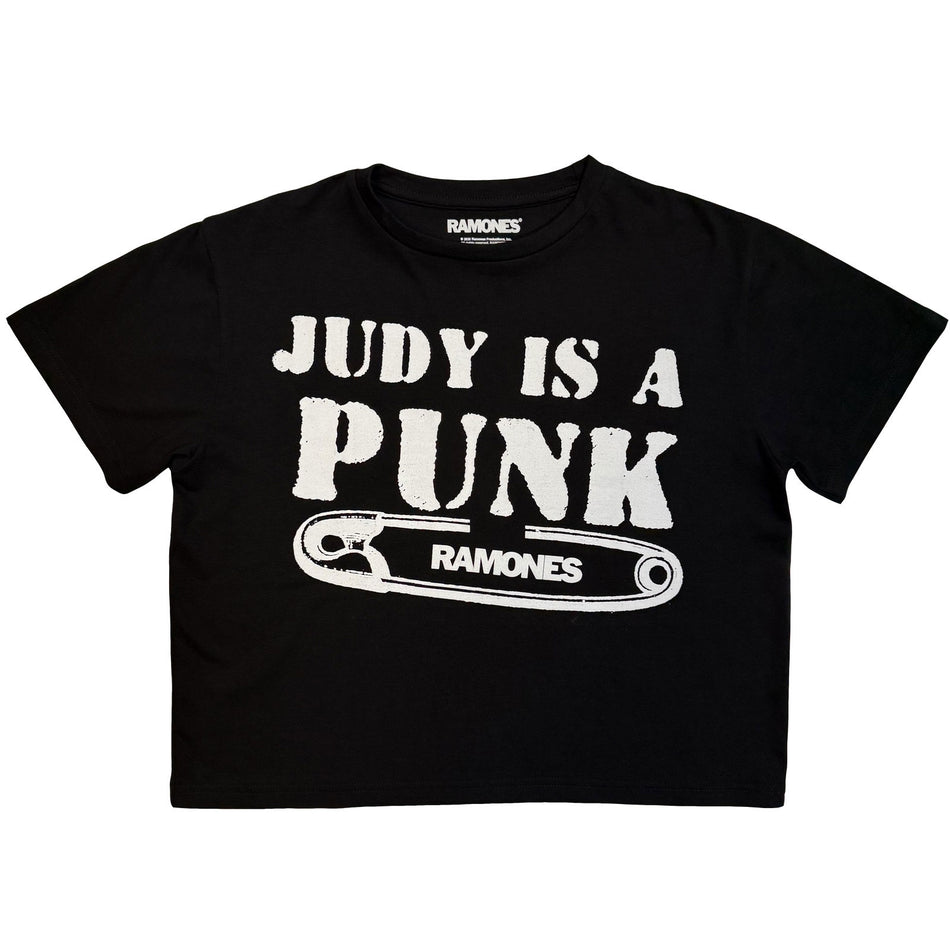 Ramones Ladies Crop Top: Judy Is A Punk (Black)
