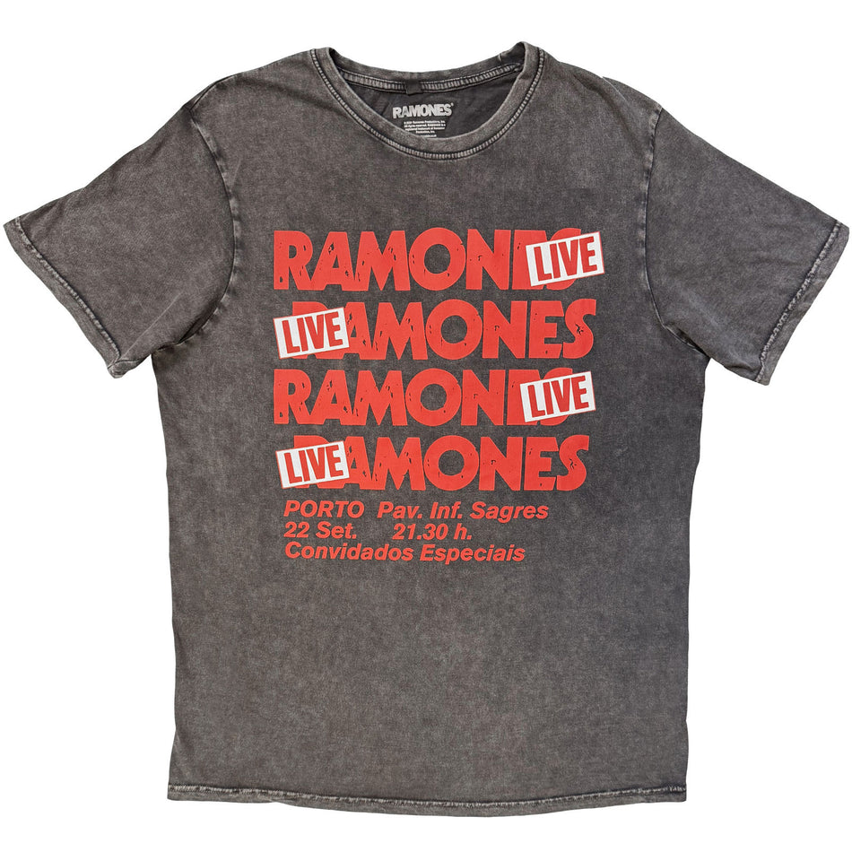 Ramones Unisex Stone Wash T-Shirt: Concert (Charcoal Grey)