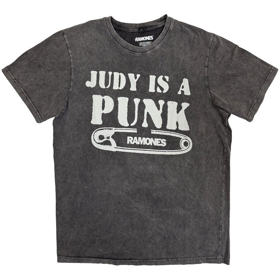 Ramones Unisex Stone Wash T-Shirt: Judy (Charcoal Grey)