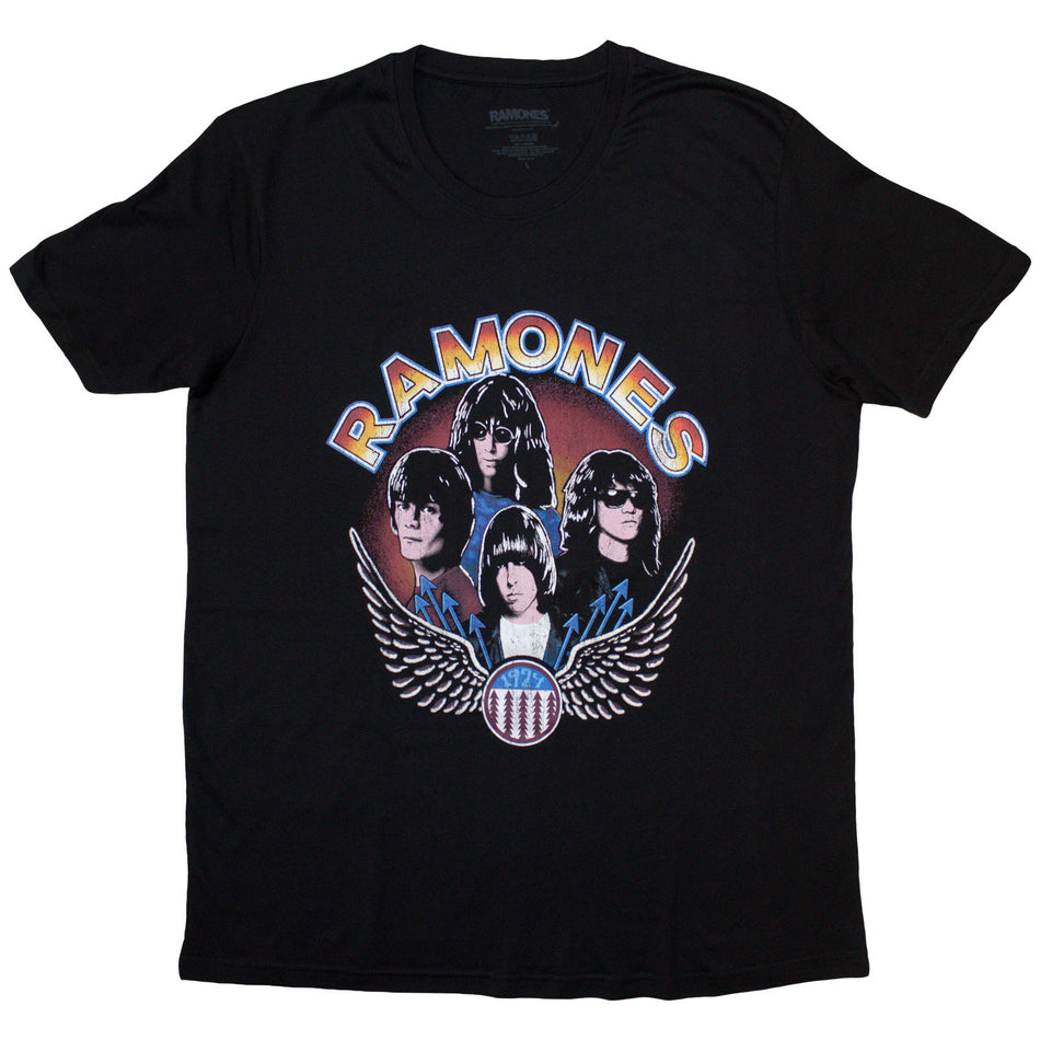 Ramones Ladies T-Shirt: Vintage Wings Photo (Black)