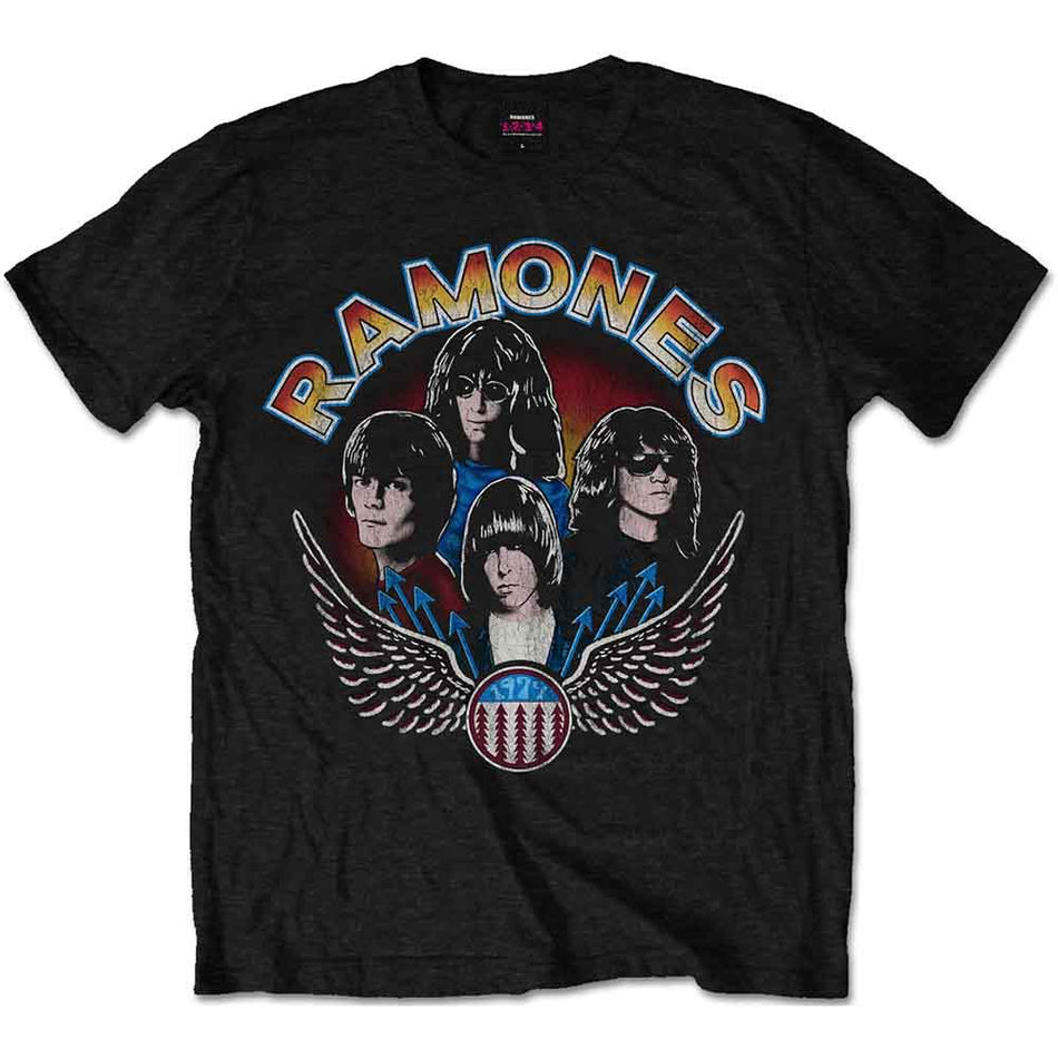 Ramones Unisex T-Shirt: Vintage Wings Photo (Black)