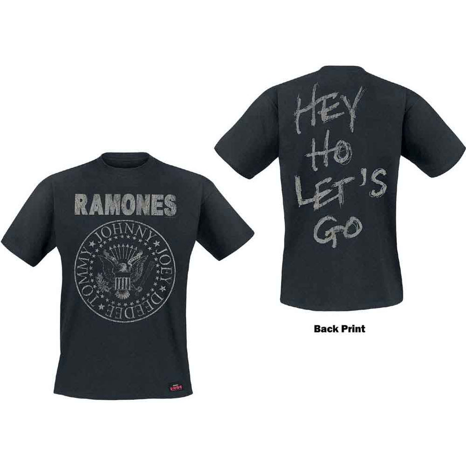 Ramones Unisex T-Shirt: Seal Hey Ho (Black) (Back Print)