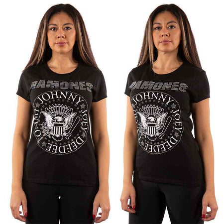Ramones Ladies T-Shirt: Presidential Seal (Black) (Embellished)