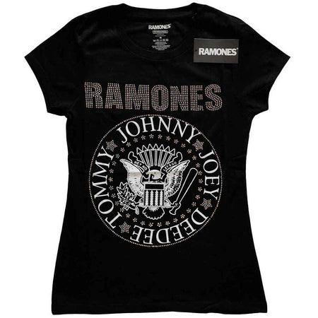 Ramones Ladies T-Shirt: Presidential Seal (Black) (Embellished)