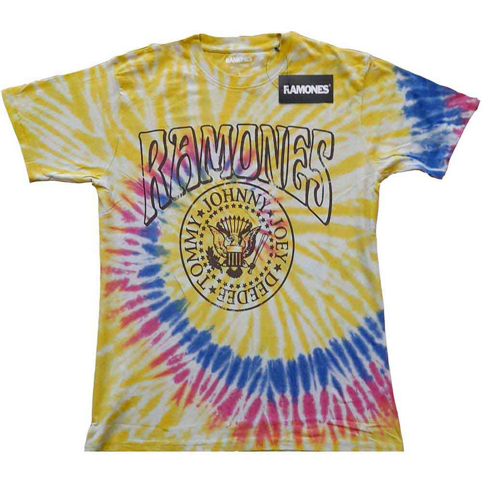 Ramones Unisex T-Shirt: Crest Psych (Yellow) (Wash Collection)