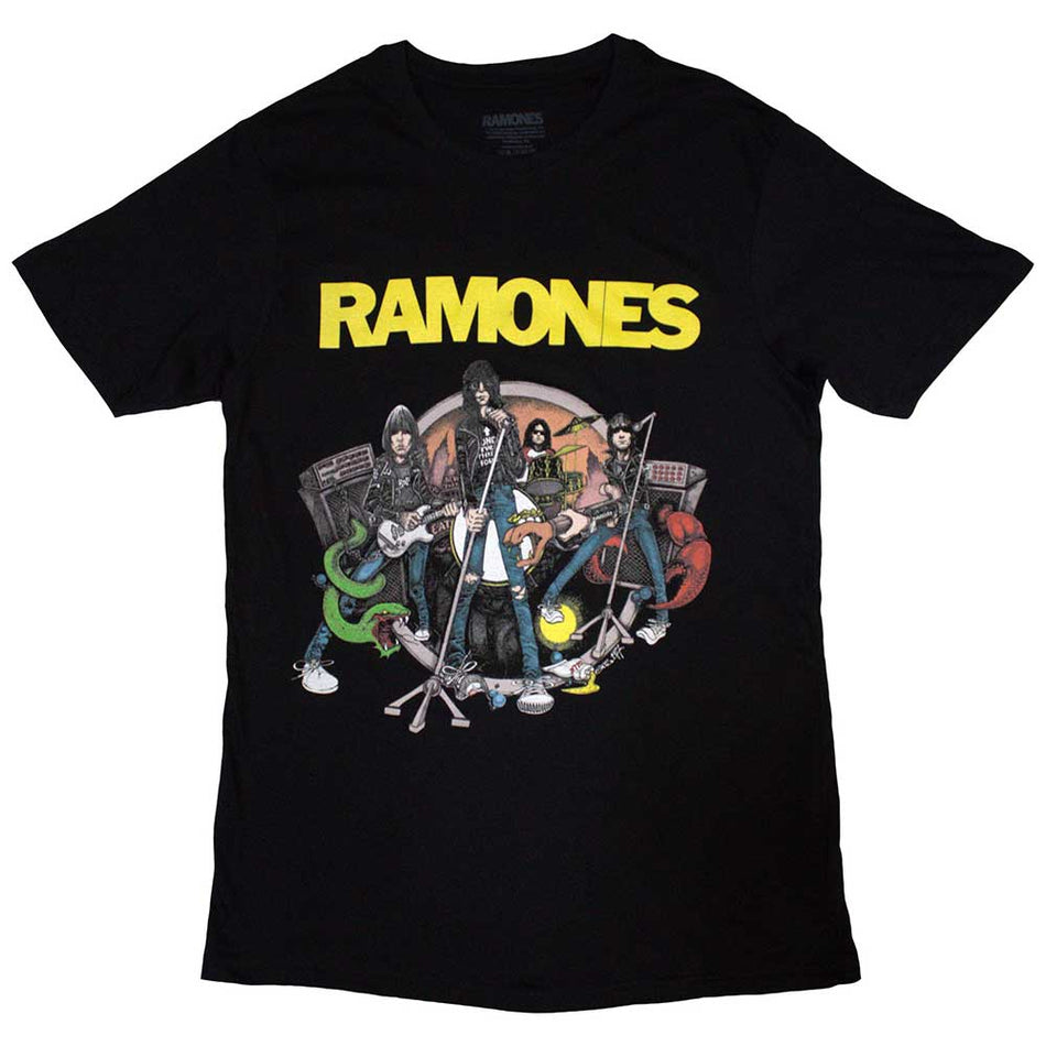 Ramones Unisex T-Shirt: Cartoon Band (Black)