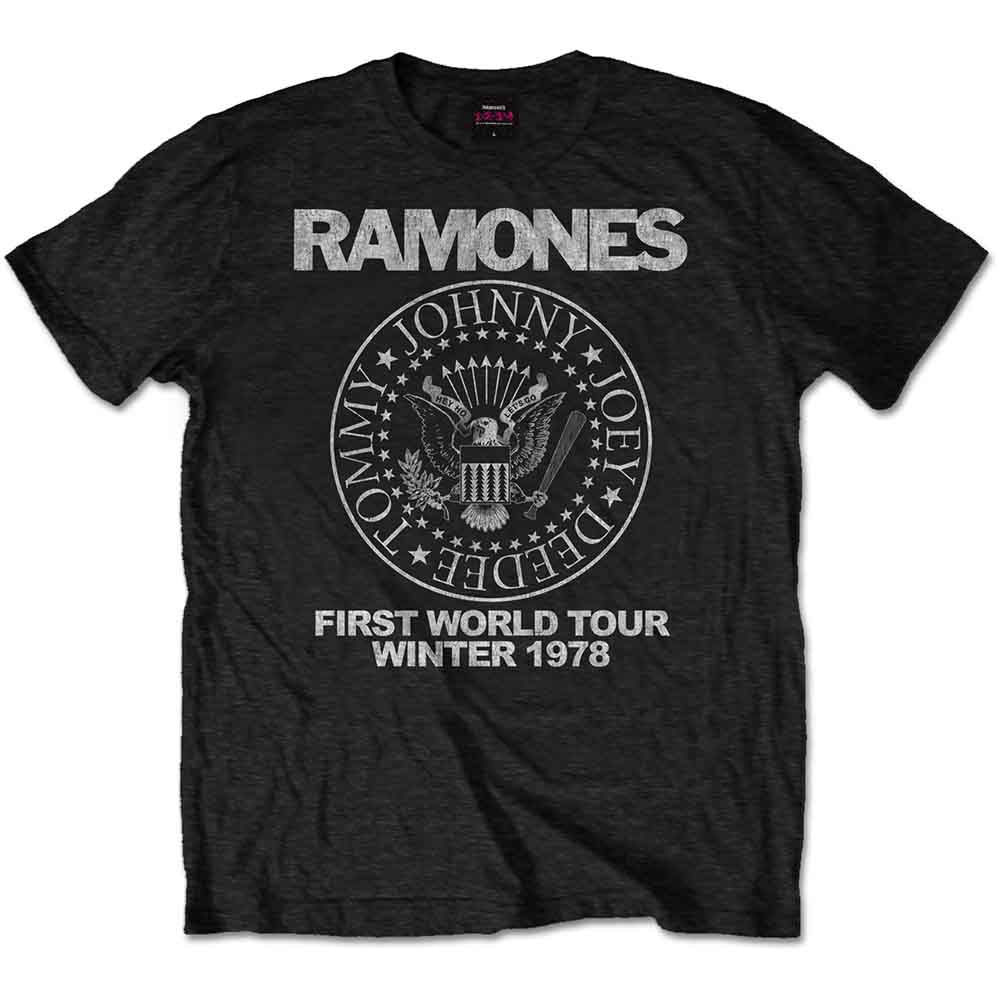 Ramones Unisex T-Shirt: First World Tour 1978 (Black)