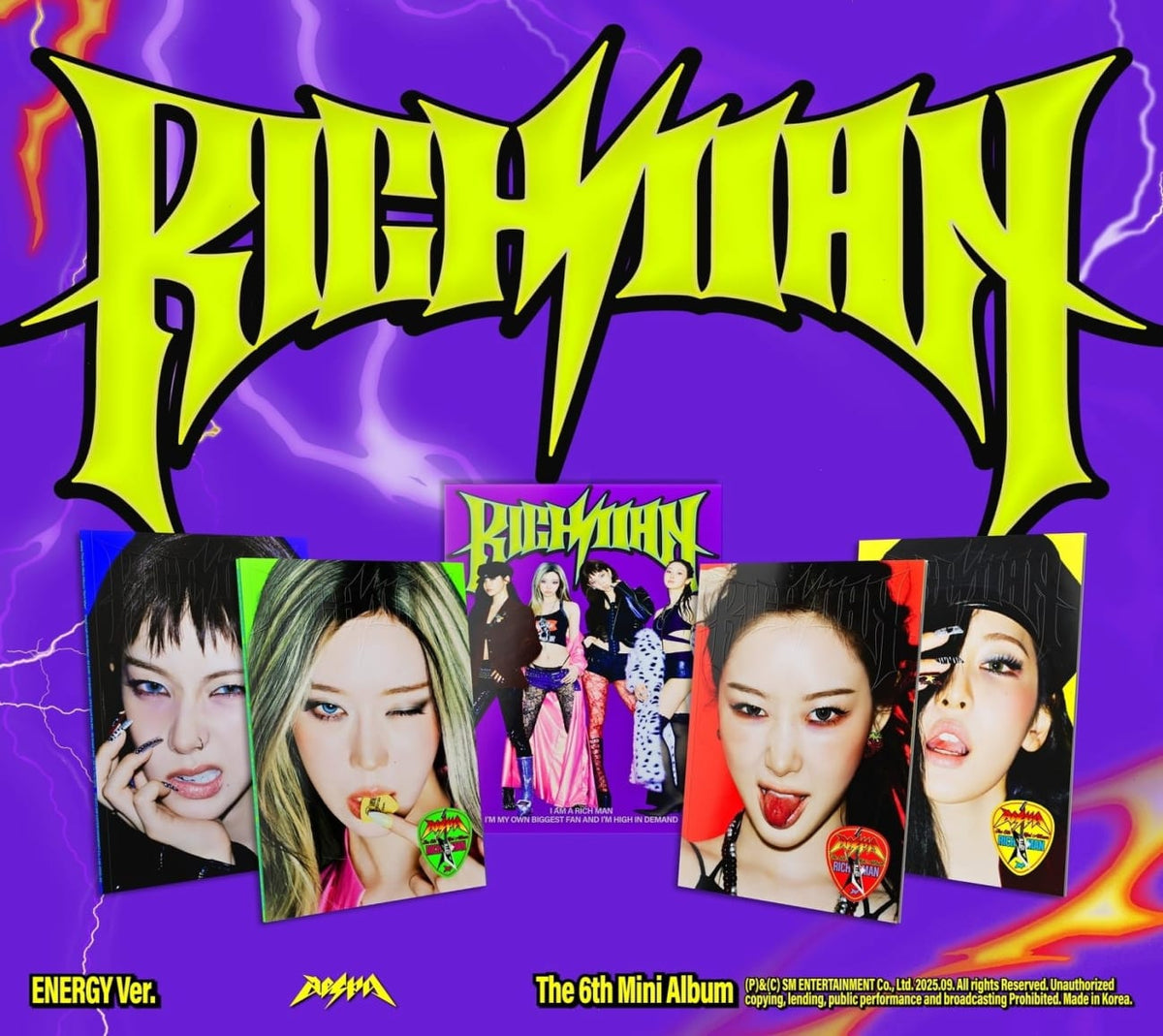 Aespa - The 6th Mini Album 'Rich Man' (ENERGY Ver.) [GROUP Version] - (Large Item, Sticker, Photo Book, Postcard, Poster) - [CD]