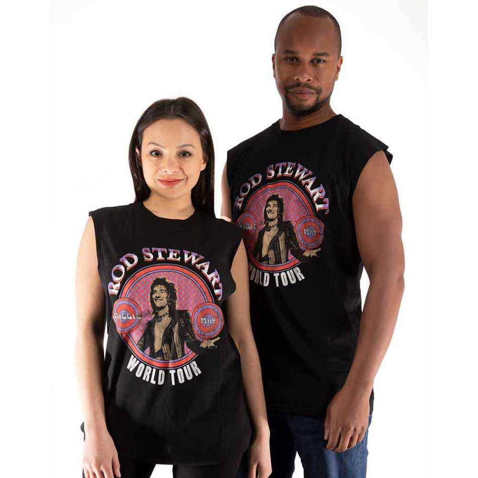 Rod Stewart Unisex Tank T-Shirt: World Tour (Black)