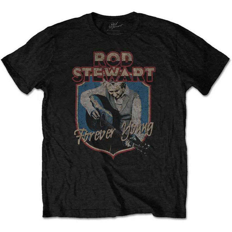Rod Stewart Unisex T-Shirt: Forever Crest (Black)