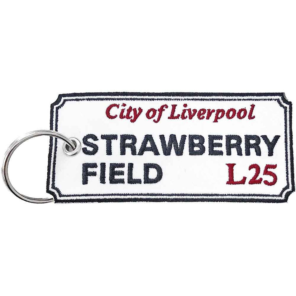 Rock Off Patch Keychain: Strawberry Field Liverpool Sign (Double Sided)