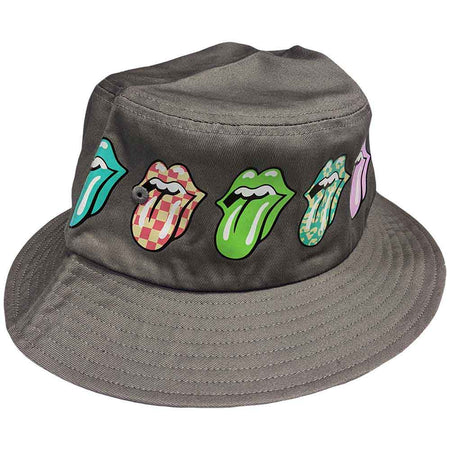 The Rolling Stones Unisex Bucket Hat: Multi-Tongue Pattern (Grey)