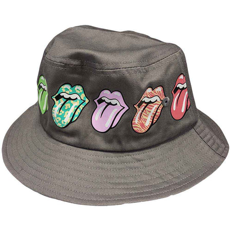 The Rolling Stones Unisex Bucket Hat: Multi-Tongue Pattern (Grey)
