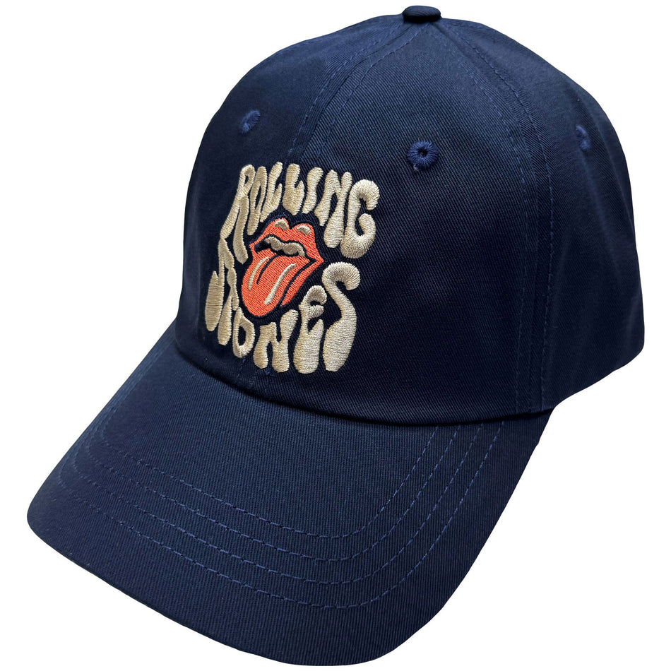 The Rolling Stones Unisex Baseball Cap: Swirl Tongue Logo (Navy Blue)