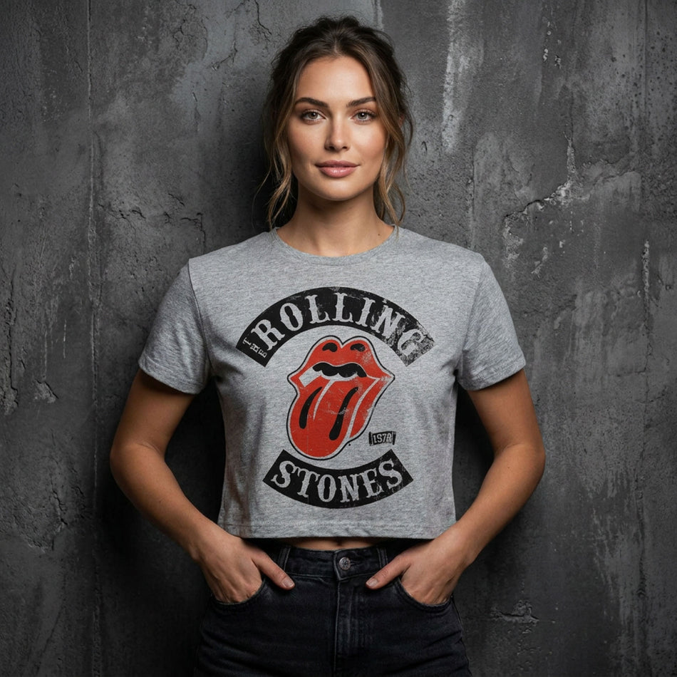 The Rolling Stones Ladies Crop Top: Tour '78 (Grey)