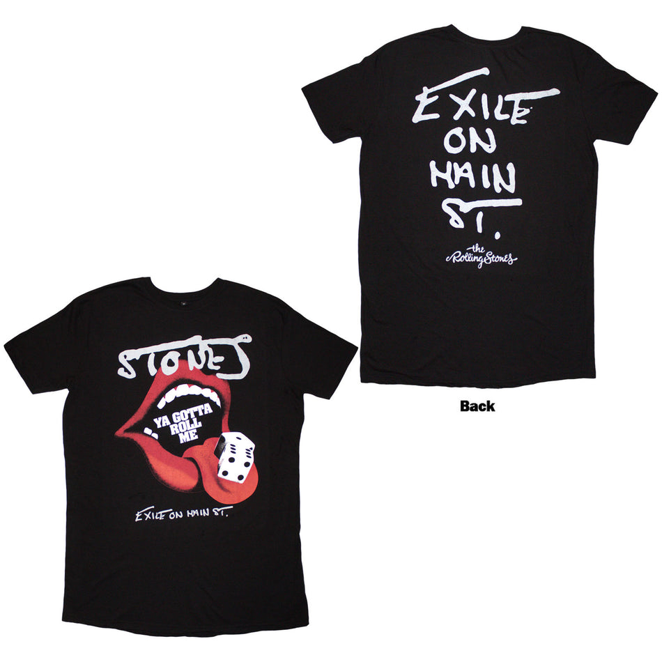 The Rolling Stones Ladies T-Shirt Dress: Ya Gotta Roll Exile (Black) (Back Print)