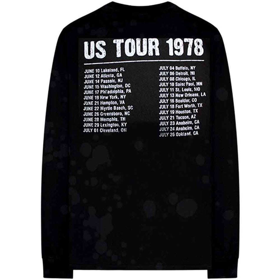 The Rolling Stones Unisex Long Sleeve T-Shirt: US Tour '78 (Black) (Back & Sleeve Print)