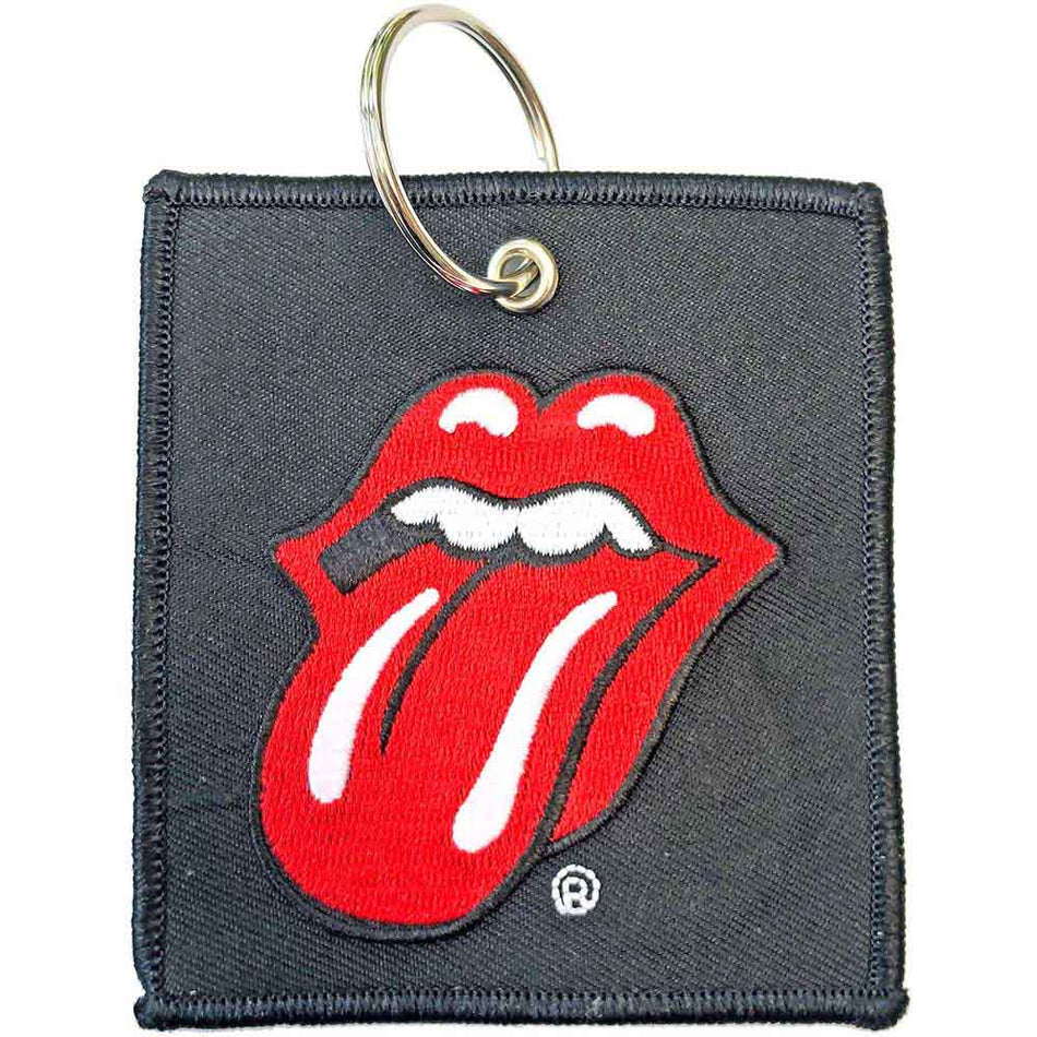 The Rolling Stones Patch Keychain: Classic Tongue (Black)