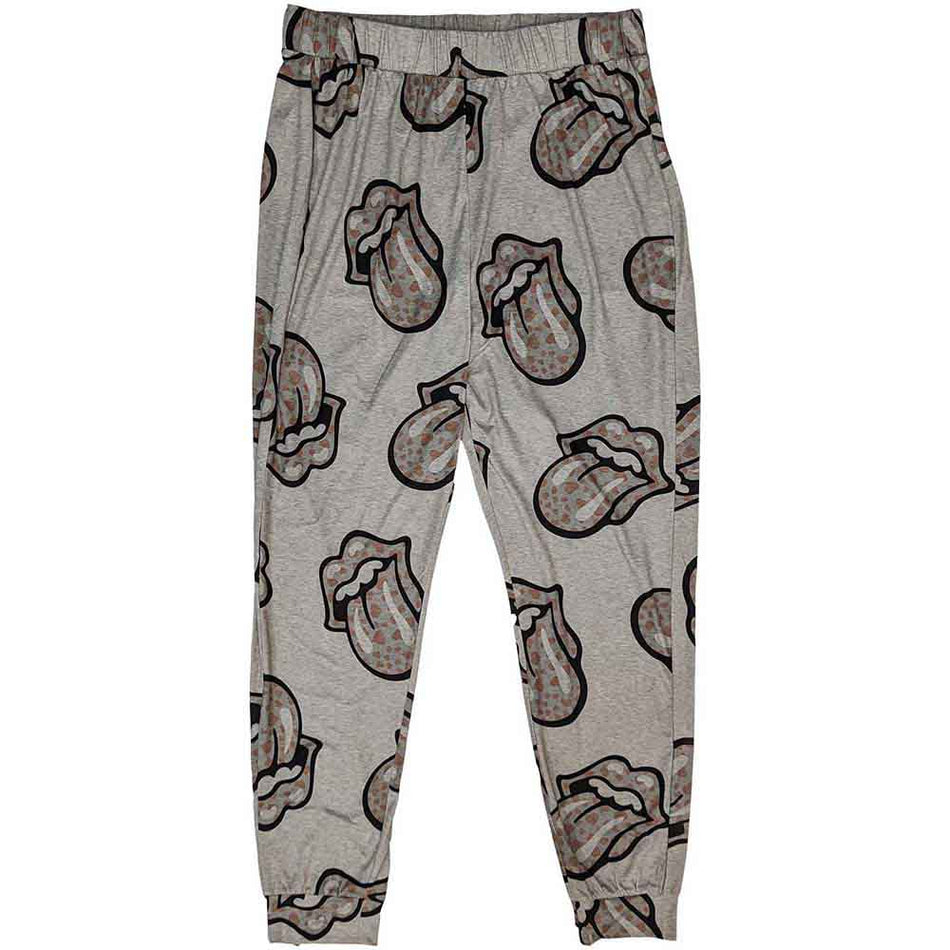 The Rolling Stones Ladies Pyjamas: Heart Tongue (Grey)