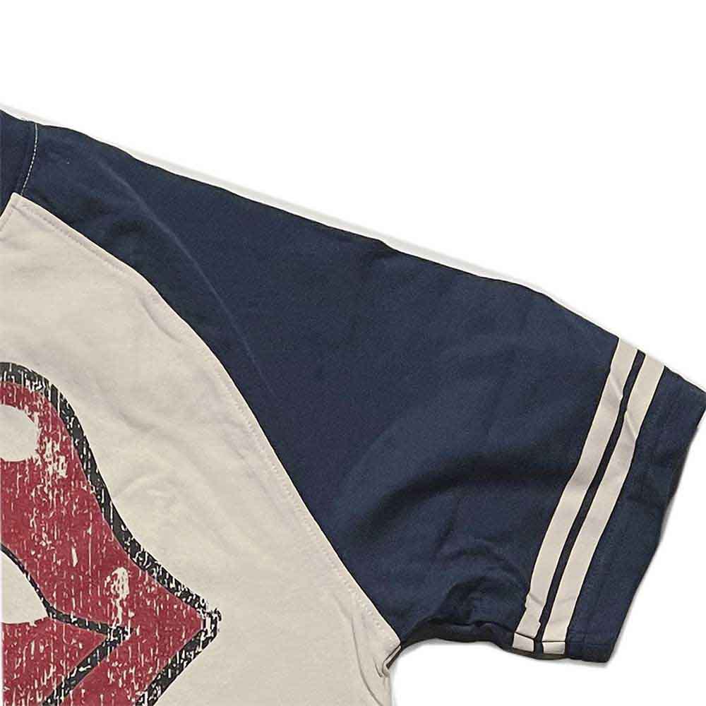 The Rolling Stones Unisex Raglan T-Shirt: Lick (Natural & Navy Blue)