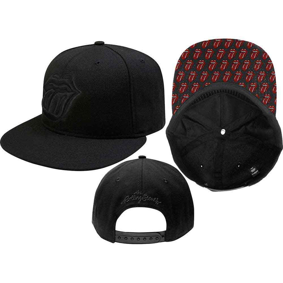 The Rolling Stones Unisex Snapback Cap: Classic Tongue (Black)
