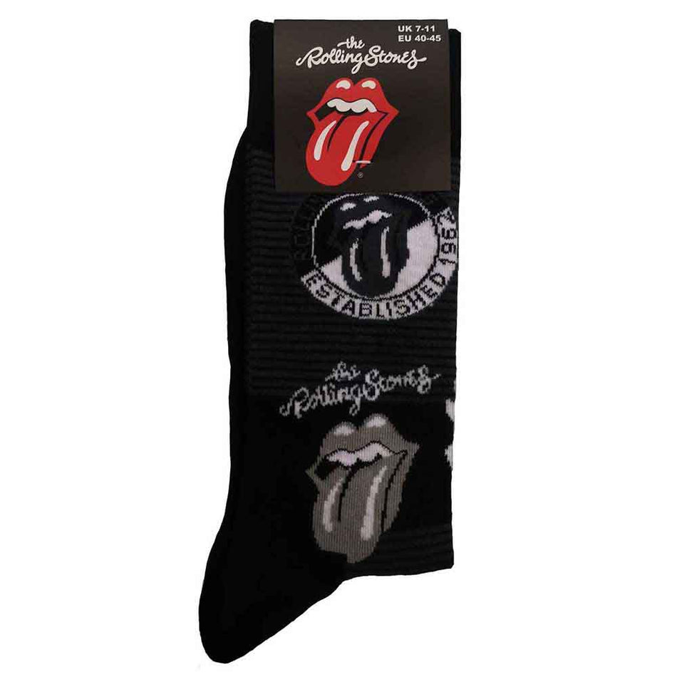 The Rolling Stones Unisex Ankle Socks: Mono Logos (Black) (UK Size 7 - 11)