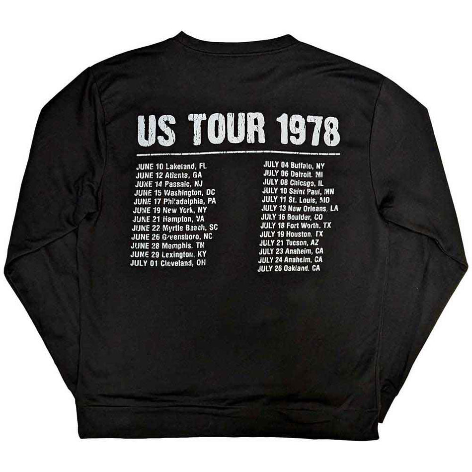 The Rolling Stones Unisex Sweatshirt: US Tour 1978 (Black) (Back & Sleeve Print)