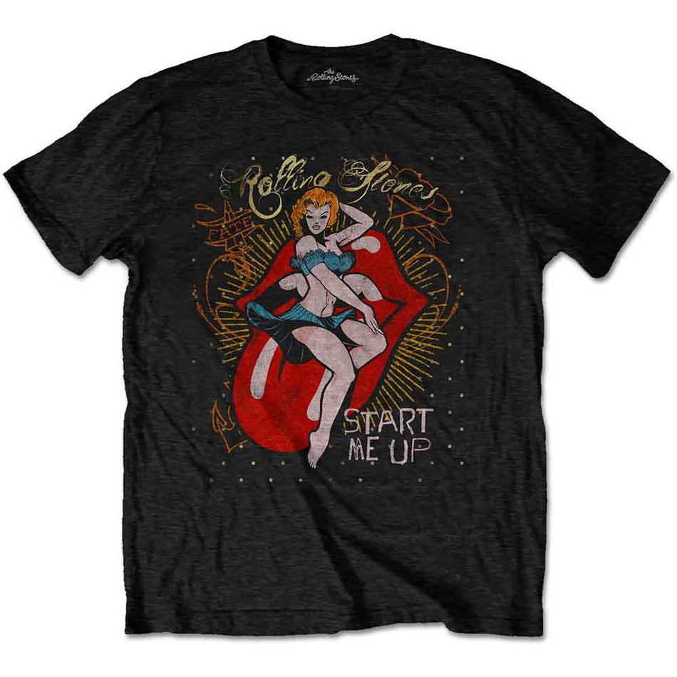 The Rolling Stones Unisex T-Shirt: Start me up (Black)