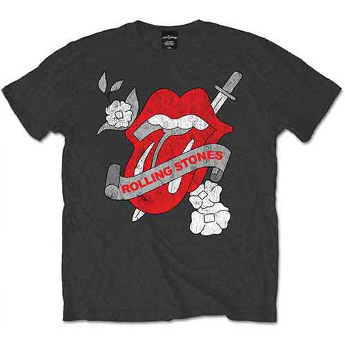 The Rolling Stones Unisex T-Shirt: Vintage Tattoo (Charcoal Grey)