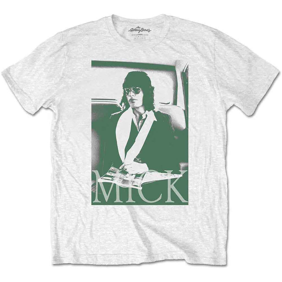 The Rolling Stones Unisex T-Shirt: Mick Photo Version 1 (White)