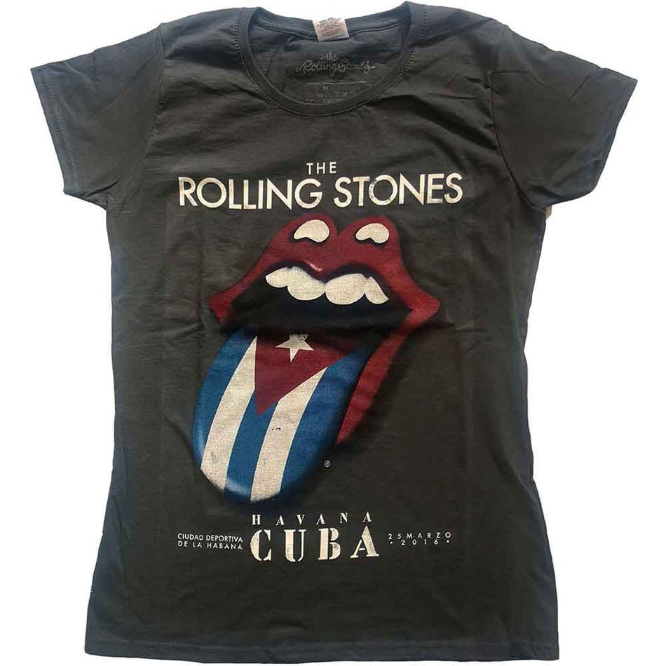 The Rolling Stones Ladies T-Shirt: Havana Cuba (Charcoal Grey)