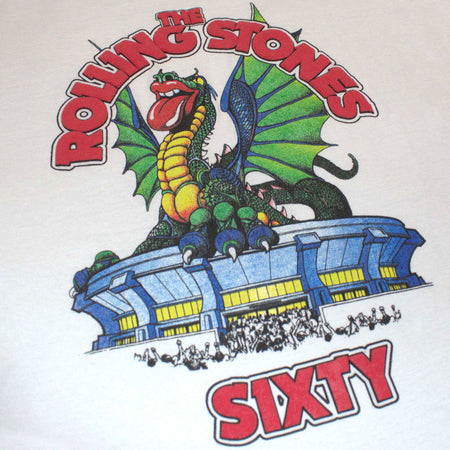 The Rolling Stones Unisex T-Shirt: Sixty Stadium Dragon (White) (Embellished)