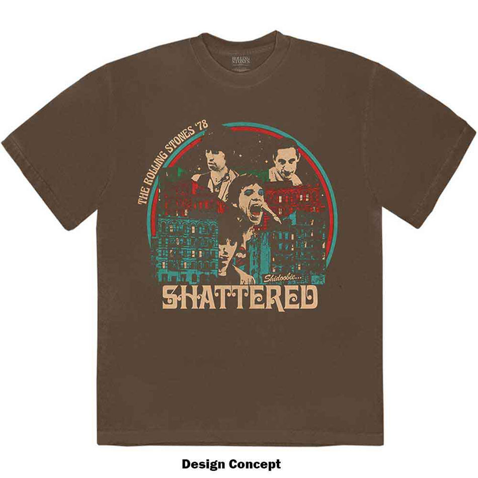 The Rolling Stones Unisex T-Shirt: Some Girls Shattered (Brown)