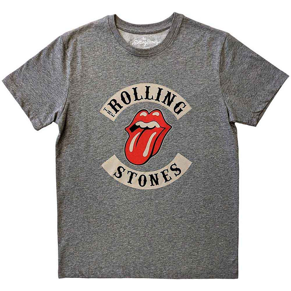 The Rolling Stones Unisex T-Shirt: Biker Tongue (Grey)