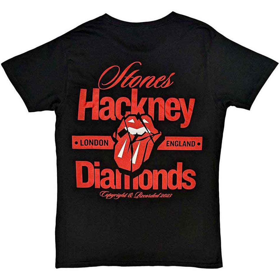 The Rolling Stones Unisex T-Shirt: Hackney Diamonds Hackney London (Black) (Back Print)
