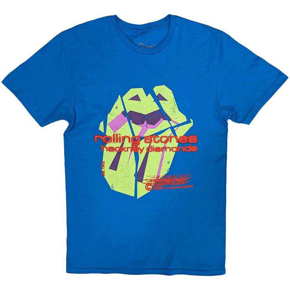 The Rolling Stones Unisex T-Shirt: Hackney Diamonds Neon Tongue (Blue)