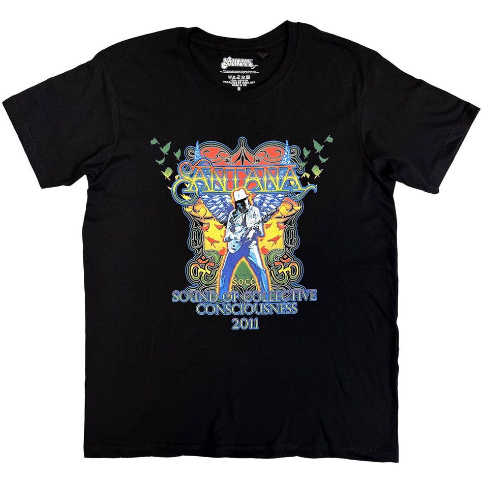 Santana Unisex T-Shirt: Collective Consciousness Tour '11 (Black)