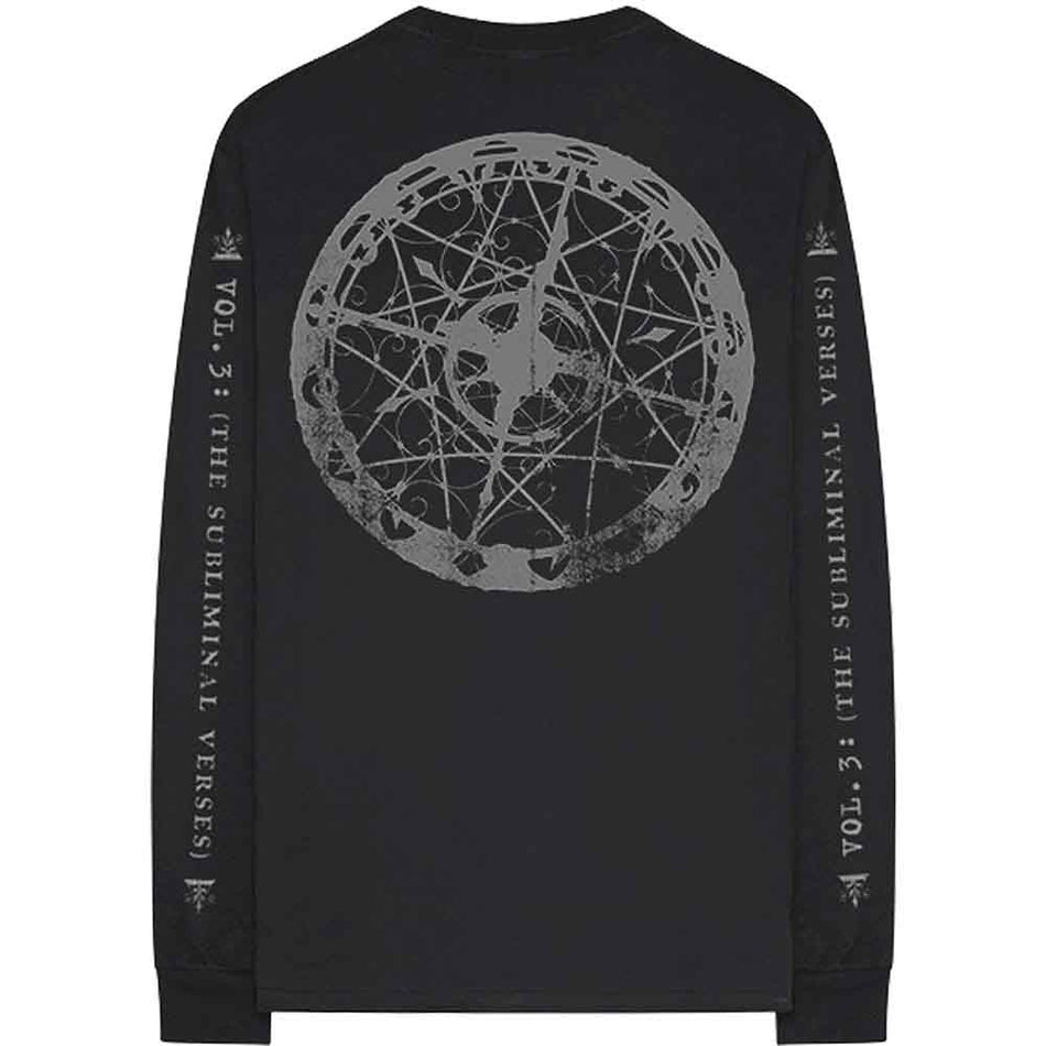 Slipknot Unisex Long Sleeve T-Shirt: Subliminal Verses (Black) (Back & Sleeve Print)