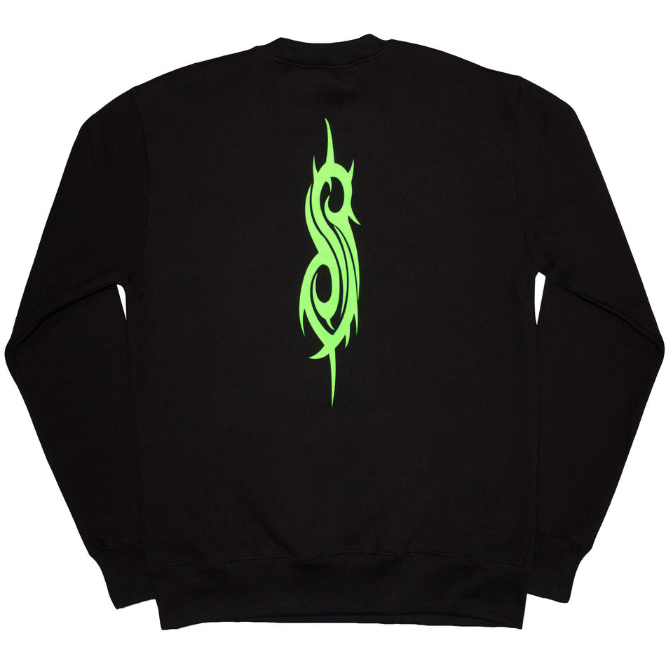 Slipknot Unisex Sweatshirt: Green Demon (Black) (Back Print & Oversized)