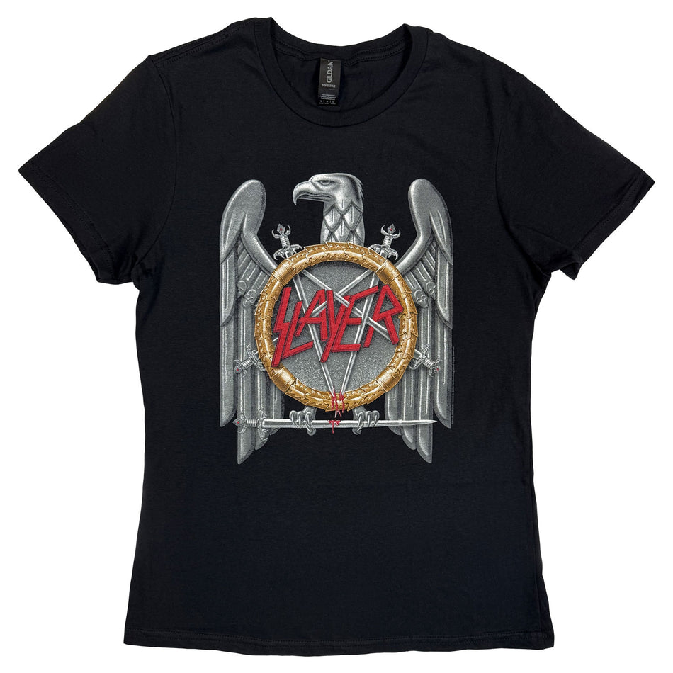 Slayer Ladies T-Shirt: Silver Eagle (Black)
