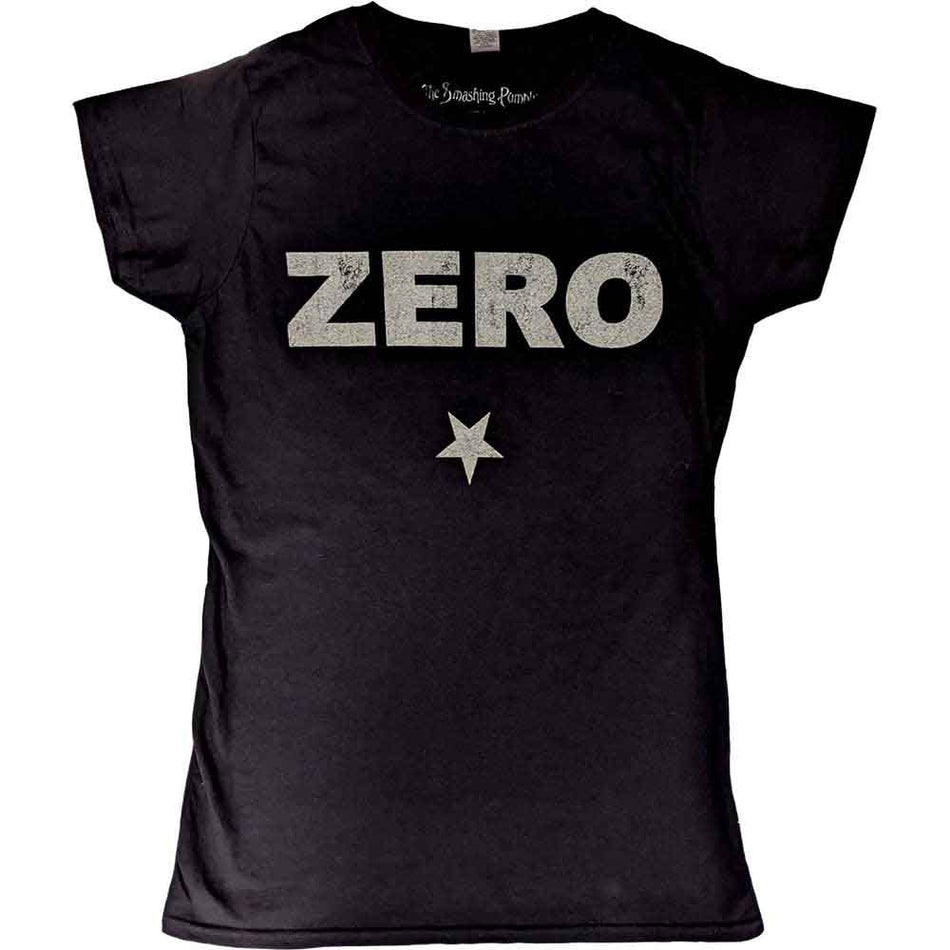 The Smashing Pumpkins Ladies T-Shirt: Zero (Sleeve Print & Embellished) (Black)